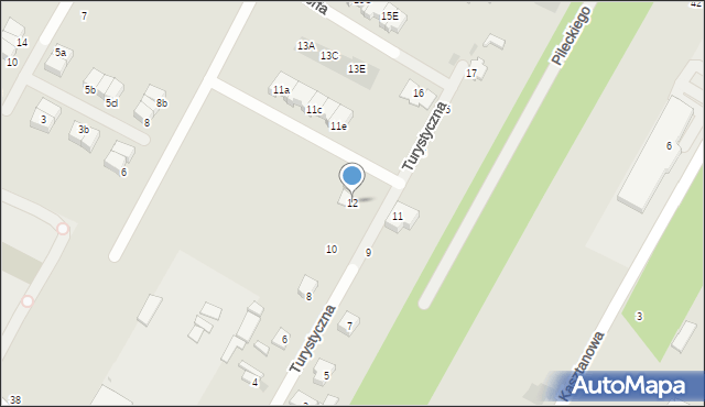 Biała Podlaska, Turystyczna, 12, mapa Białej Podlaskiej