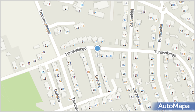 Białystok, Turowskiego Józefa, 2, mapa Białegostoku