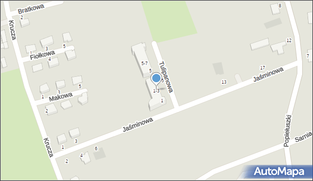 Bielawa, Tulipanowa, 1-3, mapa Bielawa