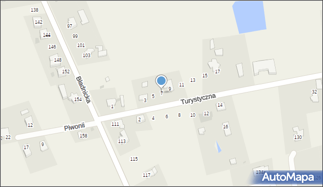 Bładnice Dolne, Turystyczna, 7, mapa Bładnice Dolne