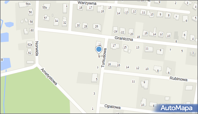 Bolechowo-Osiedle, Turkusowa, 9, mapa Bolechowo-Osiedle