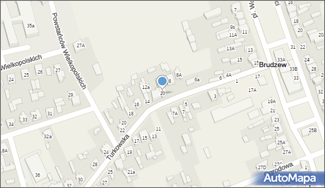 Brudzew, Turkowska, 10, mapa Brudzew