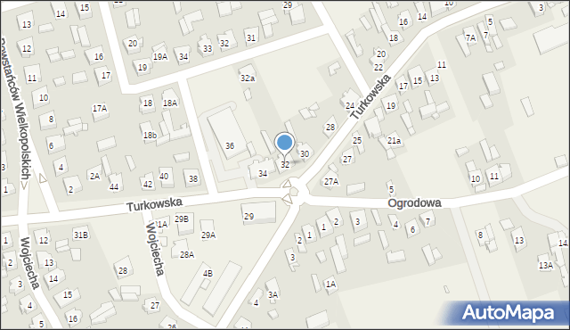 Brudzew, Turkowska, 32, mapa Brudzew