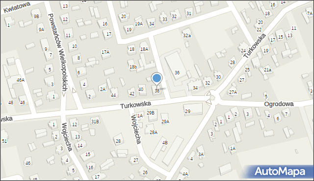 Brudzew, Turkowska, 38, mapa Brudzew