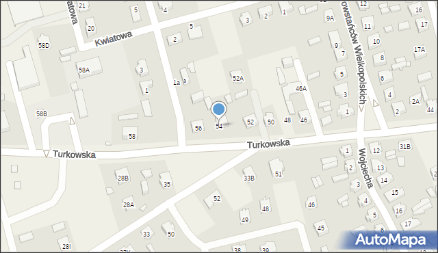 Brudzew, Turkowska, 54, mapa Brudzew