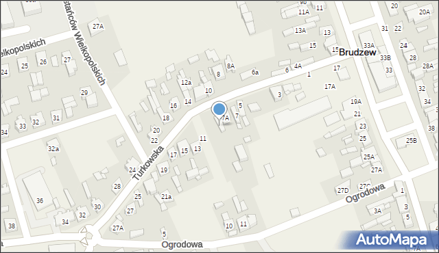 Brudzew, Turkowska, 9, mapa Brudzew