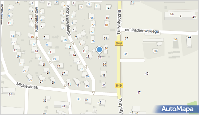 Brzeszcze, Turystyczna, 34, mapa Brzeszcze