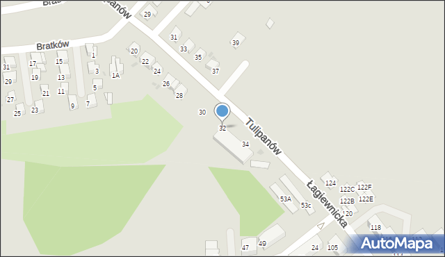 Bytom, Tulipanów, 32, mapa Bytomia