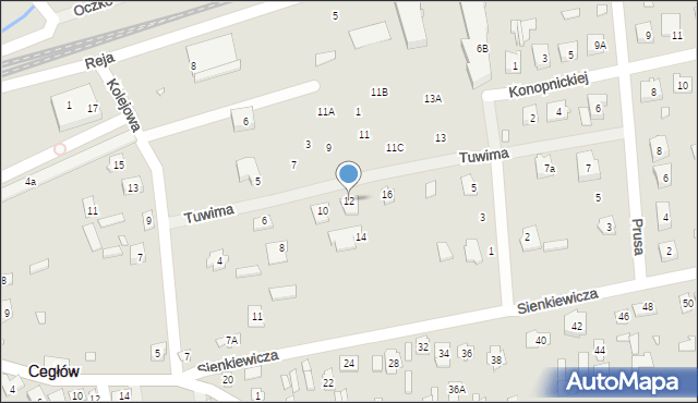 Cegłów, Tuwima Juliana, 12, mapa Cegłów