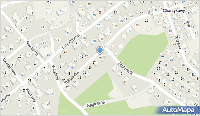 Charzykowy, Tulipanów, 25, mapa Charzykowy