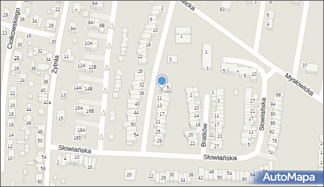 Czeladź, Tulipanów, 9, mapa Czeladź