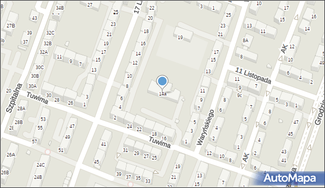 Czeladź, Tuwima Juliana, 14a, mapa Czeladź