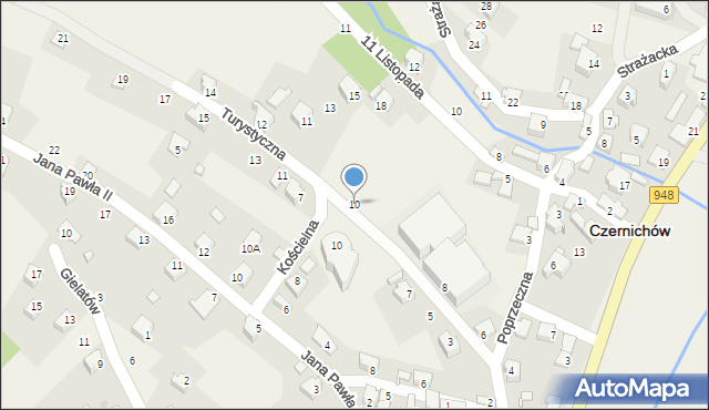 Czernichów, Turystyczna, 10, mapa Czernichów