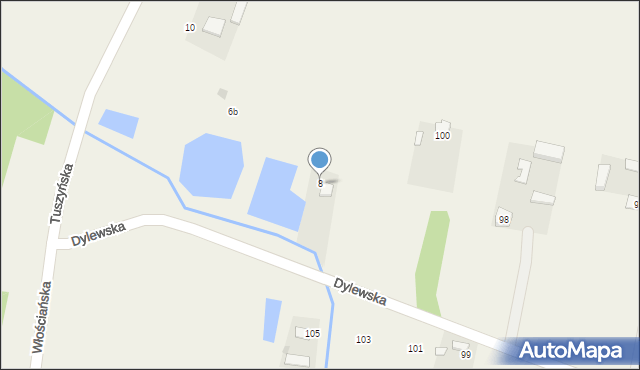 Dylew, Tuszyńska, 8, mapa Dylew
