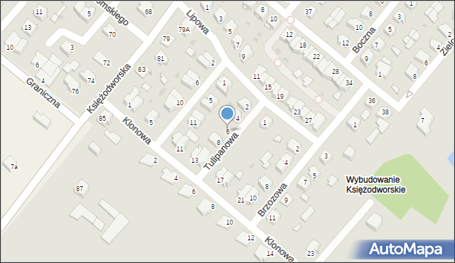 Działdowo, Tulipanowa, 6, mapa Działdowo