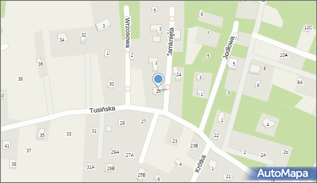 Gąsiorowo, Tusińska, 26, mapa Gąsiorowo