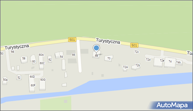 Gdańsk, Turystyczna, 68, mapa Gdańska