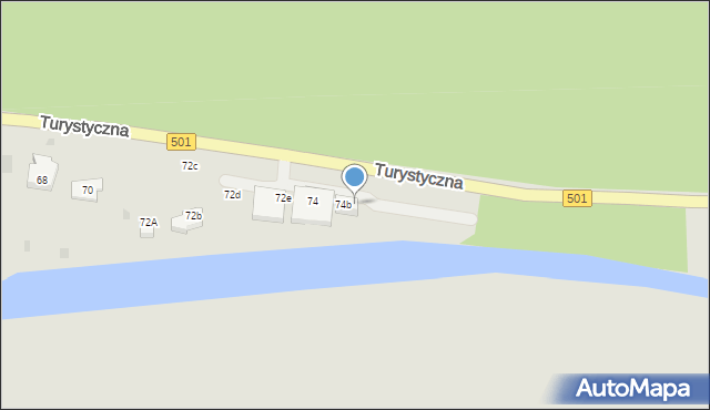 Gdańsk, Turystyczna, 74c, mapa Gdańska