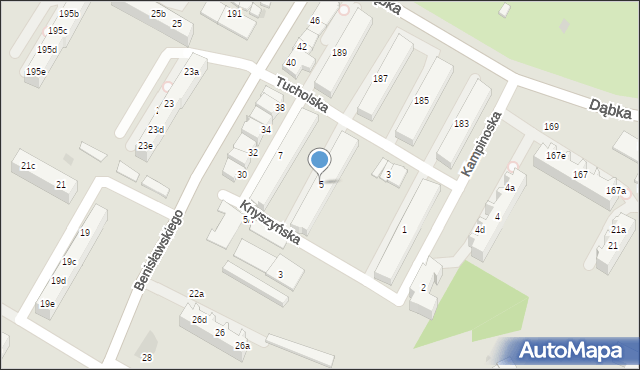 Gdynia, Tucholska, 5, mapa Gdyni