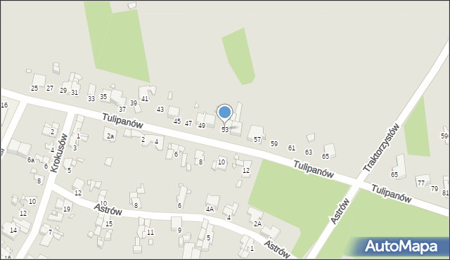 Gliwice, Tulipanów, 53, mapa Gliwic