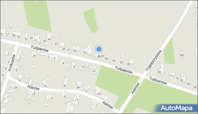 Gliwice, Tulipanów, 57, mapa Gliwic