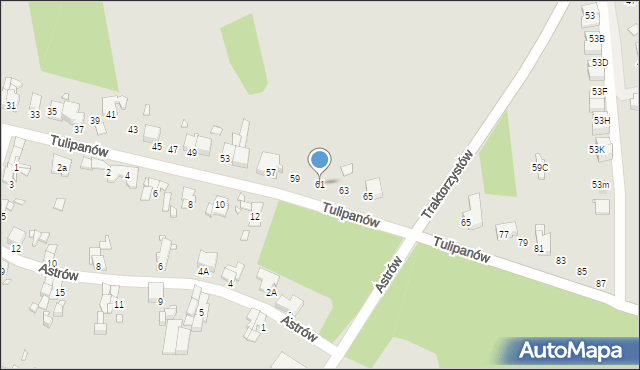Gliwice, Tulipanów, 61, mapa Gliwic