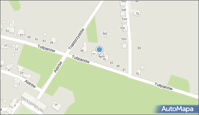 Gliwice, Tulipanów, 79, mapa Gliwic