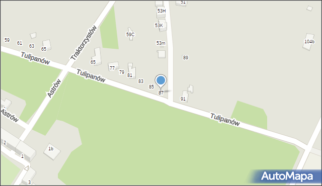 Gliwice, Tulipanów, 87, mapa Gliwic