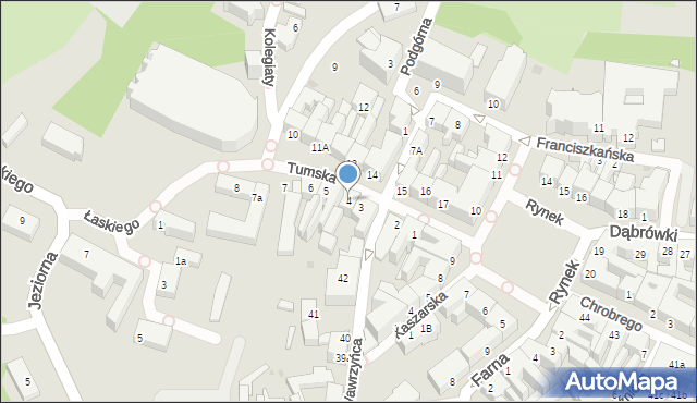 Gniezno, Tumska, 4, mapa Gniezna