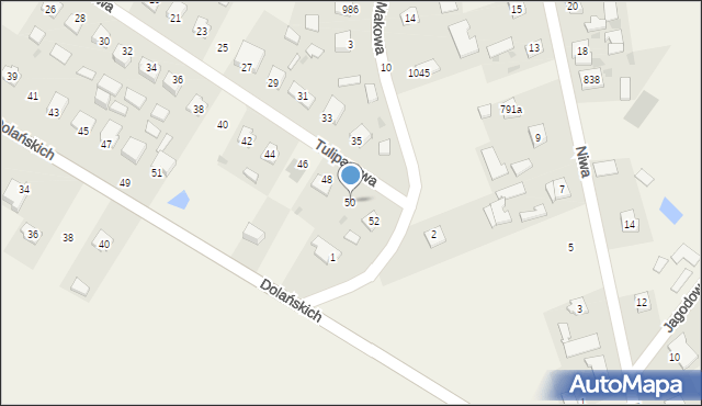 Grębów, Tulipanowa, 50, mapa Grębów
