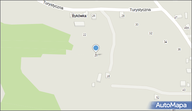 Grybów, Turystyczna, 20, mapa Grybów
