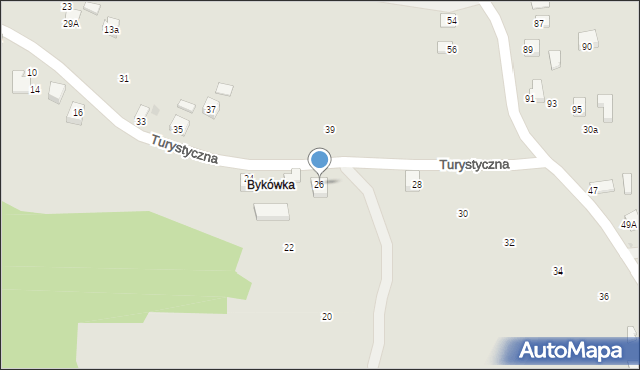 Grybów, Turystyczna, 26, mapa Grybów