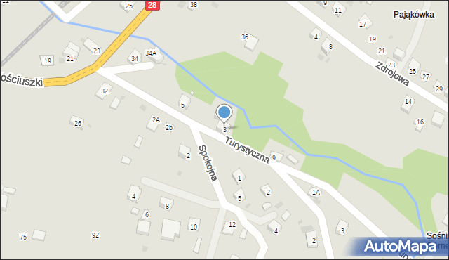 Grybów, Turystyczna, 3, mapa Grybów