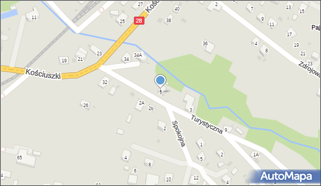 Grybów, Turystyczna, 5, mapa Grybów