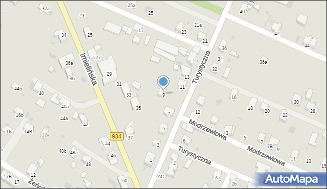 Imielin, Turystyczna, 9, mapa Imielin