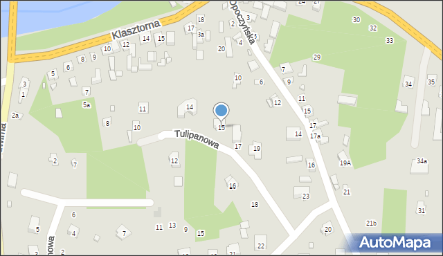 Inowłódz, Tulipanowa, 15, mapa Inowłódz