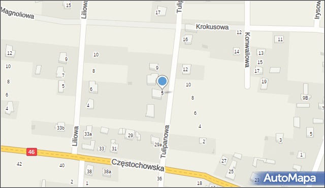 Janów, Tulipanowa, 5, mapa Janów