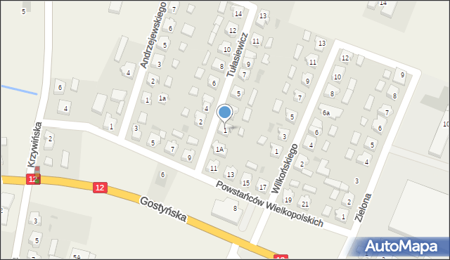 Kąkolewo, Tułasiewicz, 1, mapa Kąkolewo