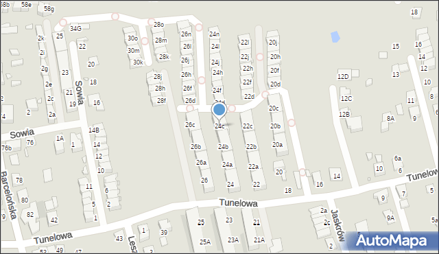 Katowice, Tunelowa, 24c, mapa Katowic