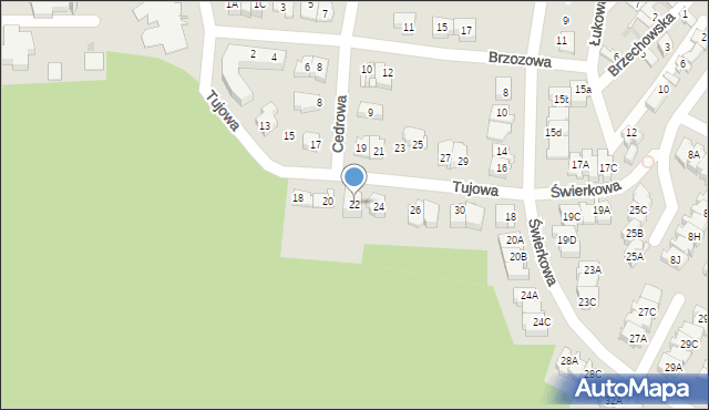 Kielce, Tujowa, 22, mapa Kielc