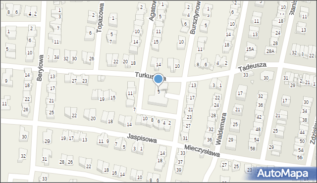 Komorów, Turkusowa, 5, mapa Komorów