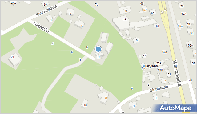 Konstancin-Jeziorna, Tulipanów, 11, mapa Konstancin-Jeziorna