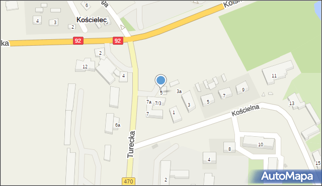 Kościelec, Turecka, 5, mapa Kościelec