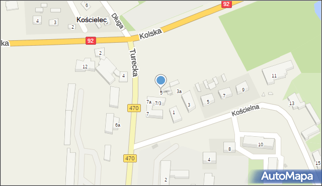 Kościelec, Turecka, 5A, mapa Kościelec