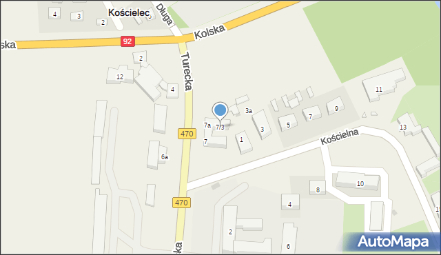 Kościelec, Turecka, 7/3, mapa Kościelec