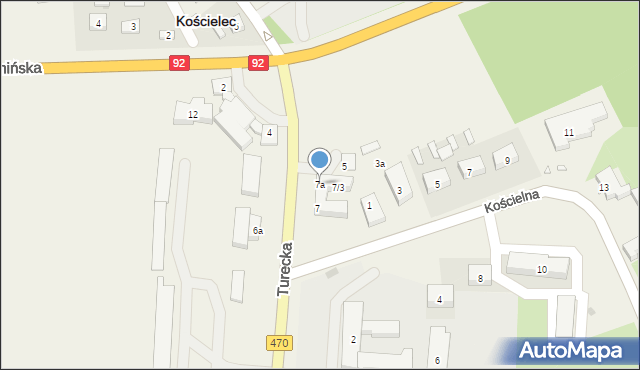 Kościelec, Turecka, 7a, mapa Kościelec