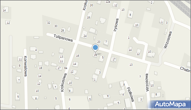 Koszęcin, Tulipanowa, 19, mapa Koszęcin