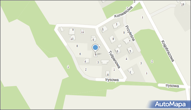 Kozery Nowe, Tulipanowa, 5, mapa Kozery Nowe