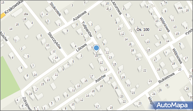 Kozy, Tulipanów, 10, mapa Kozy