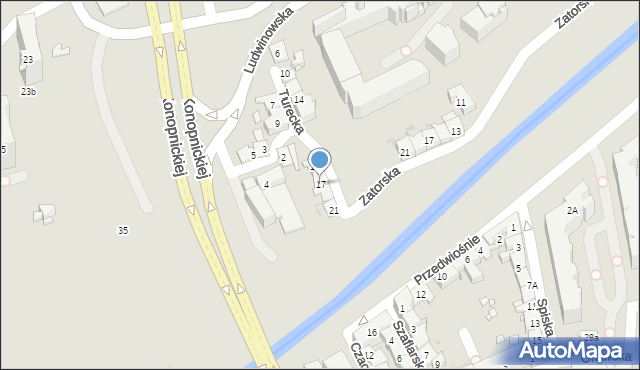 Kraków, Turecka, 17, mapa Krakowa